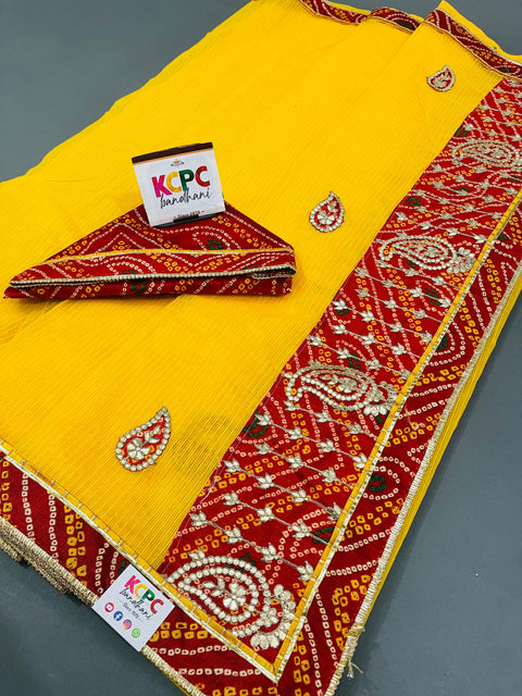 KcPc Special Kota Doriya Chunri Border Gotapatti Work Saree