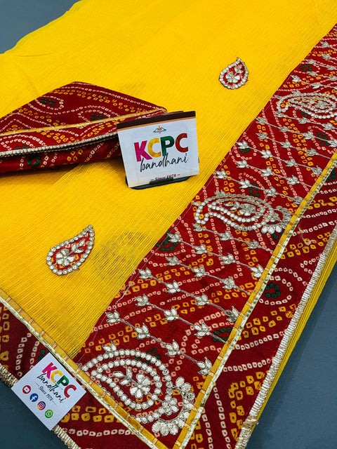 KcPc Special Kota Doriya Chunri Border Gotapatti Work Saree