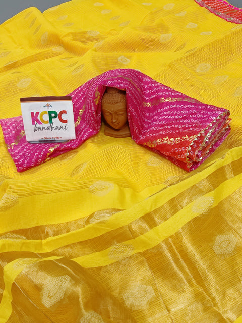 KcPc New Kota Doria Banarasi Mangal Path Special Jaipuri Saree