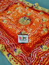 KcPc Gaji Silk Bandhej Marwadi Piliya Odhna with Kolkata Belbuti Work