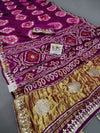  Gaji Silk Handmade Bandhej Gotapatti Laddu Bandhej Saree