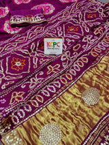  Gaji Silk Handmade Bandhej Gotapatti Laddu Bandhej Saree