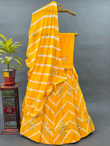 KcPc Chinon Rajasthani Ethnic Kacha Gotapatti Work Traditional Lehenga kml Yellow