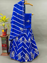 KcPc Chinon Rajasthani Ethnic Kacha Gotapatti Work Traditional Lehengas kml Yellow Blue