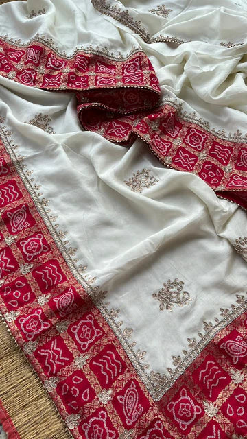 A Munga Silk saree with Bandhani style 