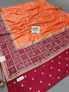 Multicolor Bandhani Semi Gaji Silk Saree Orange And Red colour