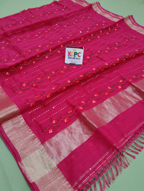 KcPc Kota Doria Kashida Work Gotapatti Style Bikaneri Saree SNA Rani