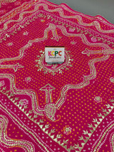 KcPc Latest Arrival Pure Gaji Silk Bandhani Raidana Gotapatti Work Chandokhani Dupatta