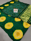  Designer Pure Gaji Silk Bandhani Sarees with Lakdi Patta Zari Pallu Green