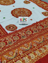 KcPc New Pure Cotton Designer Bandhani Aaratari work dupatta Red-White