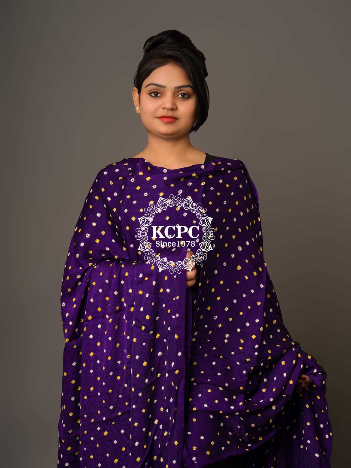 KcPc Latest Trending Bandhani Modal Silk Lagdi Patta Dupatta Purple