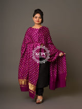 KcPc Latest Trending Bandhani Modal Silk Lagdi Patta Dupatta Wine