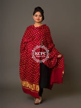 KcPc Latest Modal Silk Bandhani Dupatta Ek Boond Design with Traditional Lagdi Patta
