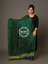 KcPc Latest Trending Bandhani Modal Silk Lagdi Patta Dupatta Bottle Green