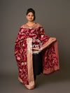 KcPc New Designer Neemzari Banarasi Handloom Pure Chinon Dupattas Mehroon