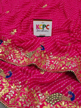 Peacock Gotapatti work saree in lahariya style