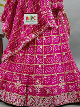 KcPc New Launch Jaipuri Gaji Silk Bandhani Ghatchola with Heavy Gotapatti Work LehengaBTU