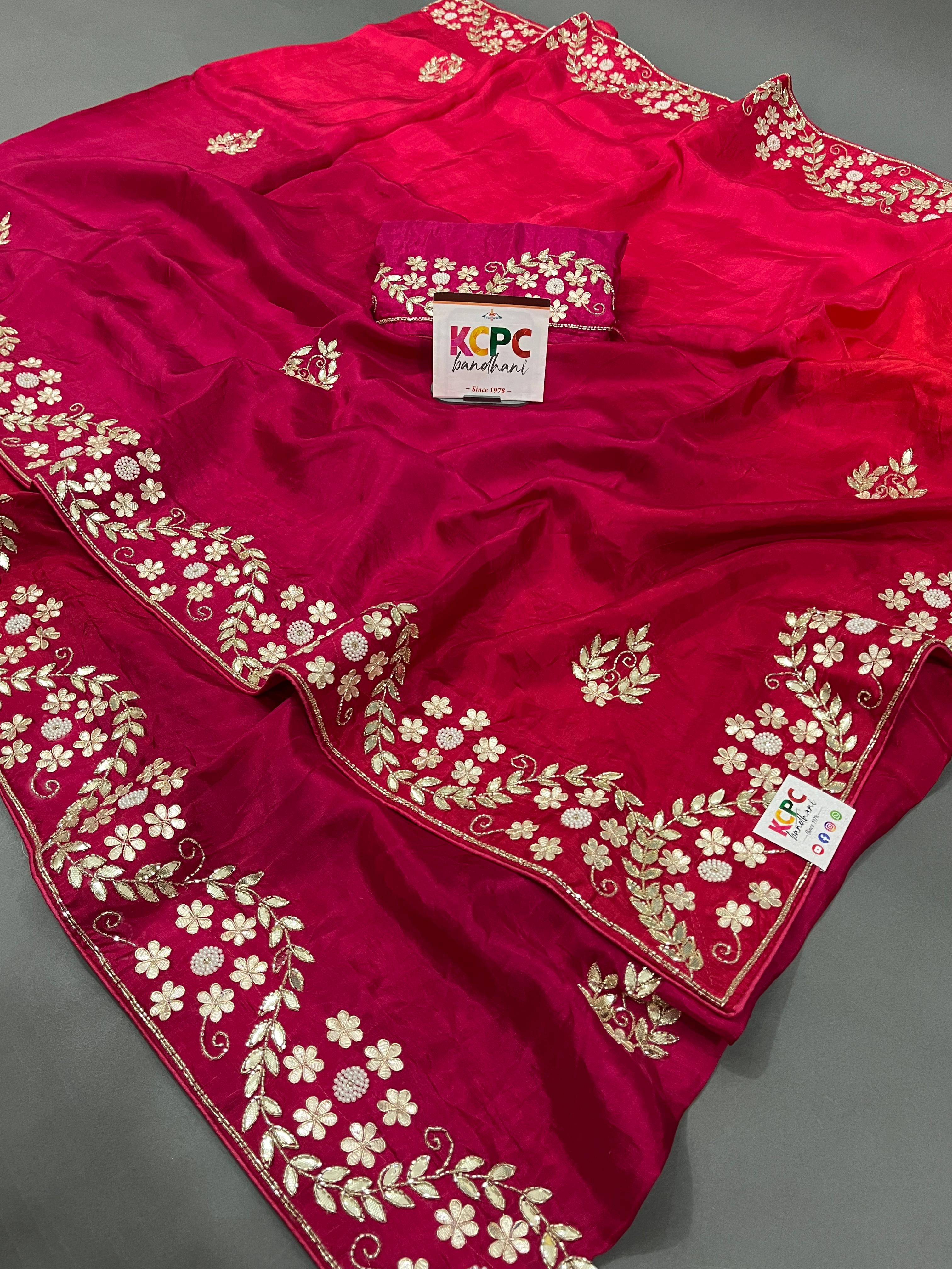 Jaipuri Style saree with gotapatti handwork 