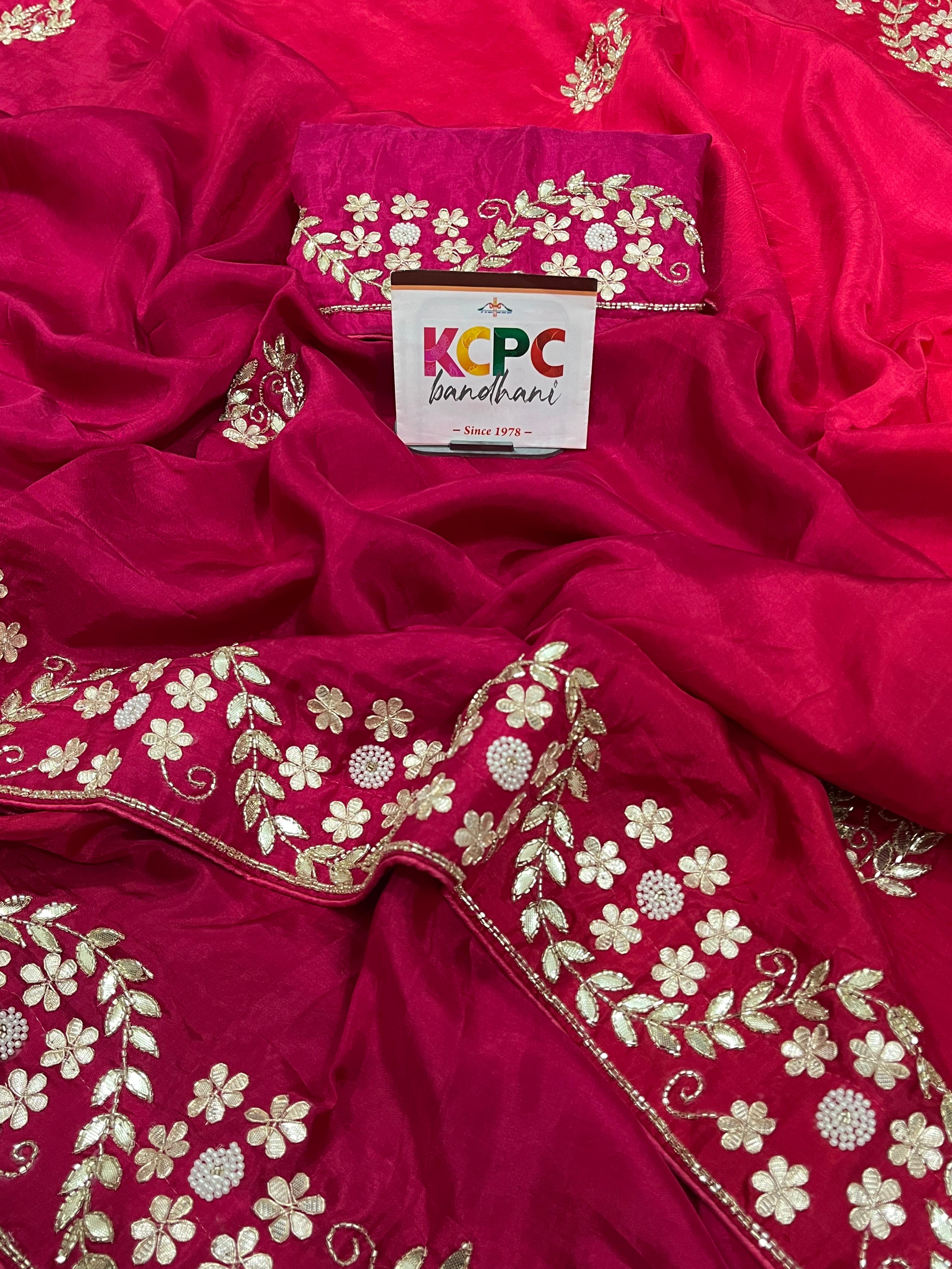 Jaipuri Style saree with gotapatti handwork 