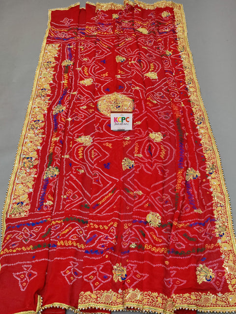 KcPc Pure Ojariya Handwork Zardoji Kolkata Special Marwari Chunri Odhna Chunri (Red)