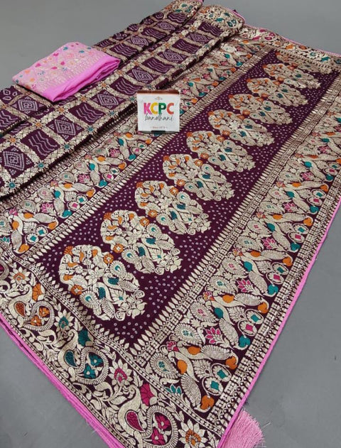 KcPc Latest Upada Silk Bandhani Ghatchola Meenakari Banarasi Saree  SWA