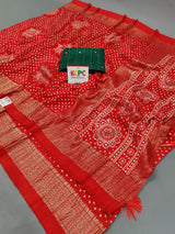 KcPc New Arrival Crush Bandhej Faji Style Cotton silk Saree