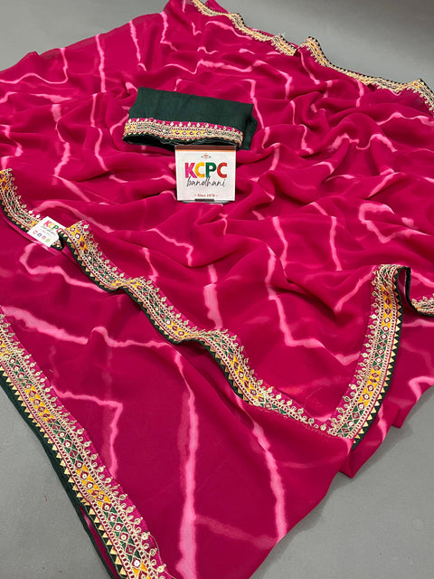 KcPc Summer Special Georgette Leheriya Gotapatti Saree  ASH