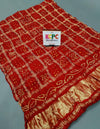 KcPc Designer Gaji Silk Bandhani Ghatchola Modal Dupatta Red