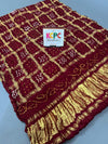 KcPc Designer Gaji Silk Bandhani Ghatchola Modal Dupatta mehroon
