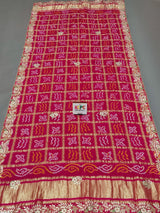 KcPc Designer Pure Gaji Silk Banarasi BandhaniGhatchola Gotapatti Work Dupatta Rani