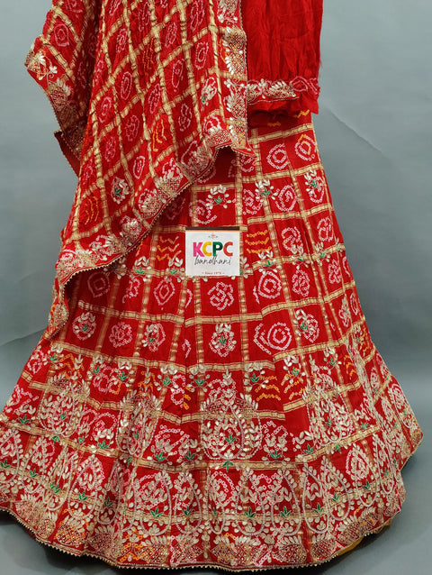 KcPc New Beautiful Pure gajji silk Lehenga Set With Gotapatti Handwork SRGC