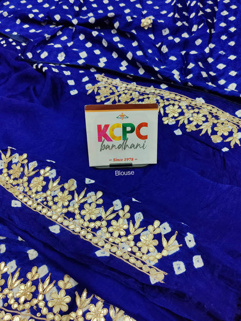KcPc Pure Modal Silk Bandhani Ekdana Bandhej Heavy Gotapatti Work Saree  AMT Royal Blue