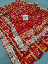 KcPc Special Pure Gaji Silk Bandhani Gota Patti Work SareeAMT