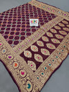 KcPc Latest Pure Khaddi Georgette Meenakari Neemzari Bandhej DupattaWine
