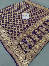 KcPc New Launch Pure Khaddi Georgette Upada Neemzari Bandhej DupattaPurple
