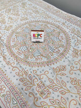 KcPc Latest New Rajasthani Traditional Aara Tari Dupatta JTW White