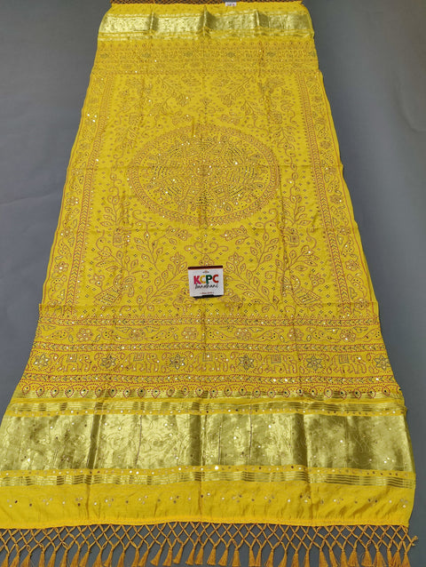 KcPc Latest New Rajasthani Traditional Aara Tari Dupatta JTW Yellow