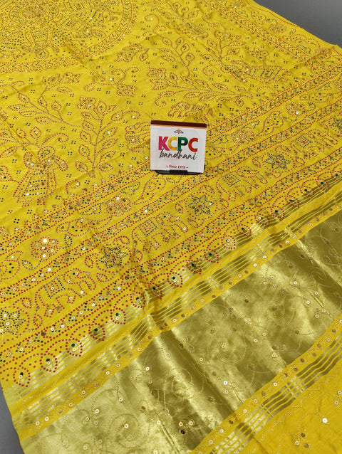 KcPc Latest New Rajasthani Traditional Aara Tari Dupatta JTW Yellow