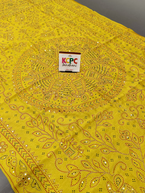 KcPc Latest New Rajasthani Traditional Aara Tari Dupatta JTW Yellow