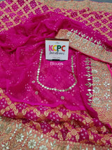 Khaddi Georgette Neemzari Bandhej Gotapatti work saree