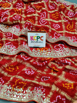 Gaji Silk Bandhani Ghatchola Gota Patti Work saree 
