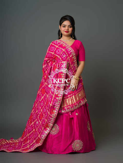 KcPc Pure Gajji Silk Lehenga & Dupptta With Gorgeous Gotapatti work SATIS