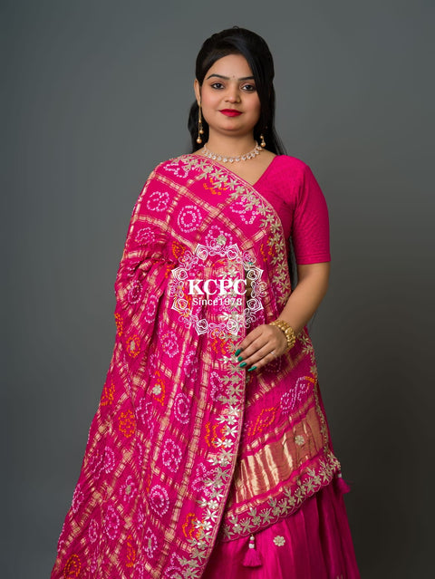 KcPc Pure Gajji Silk Lehenga & Dupptta With Gorgeous Gotapatti work SATIS