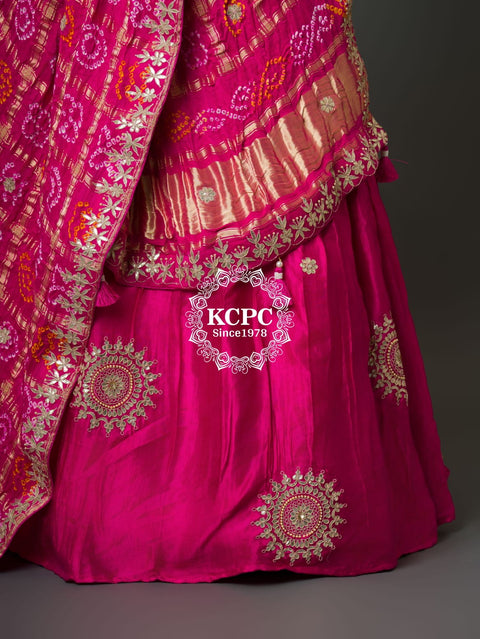 KcPc Pure Gajji Silk Lehenga & Dupptta With Gorgeous Gotapatti work SATIS
