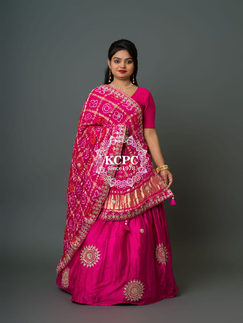 KcPc Pure Gajji Silk Lehenga & Dupptta With Gorgeous Gotapatti work SATIS