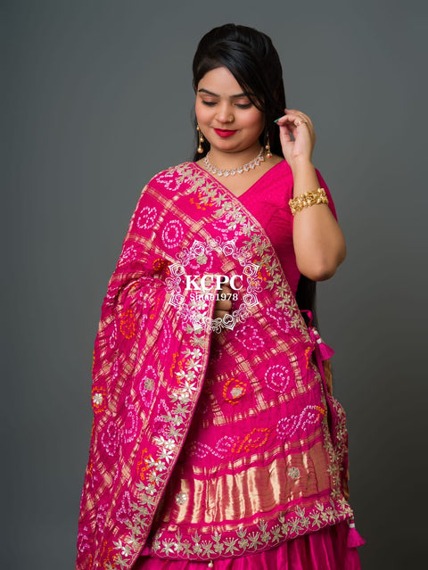 KcPc Pure Gajji Silk Lehenga & Dupptta With Gorgeous Gotapatti work SATIS