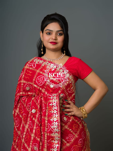 KcPc Pure Gajji Silk Lehenga & Dupptta With Gorgeous Gotapatti Work SATIS Red