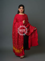 KcPc Latest Modal Silk Bandhani Dupatta Ek Boond Design with Traditional Lagdi Patta