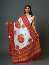 KcPc New Pure Cotton Designer Bandhani Aaratari work dupatta Red-White