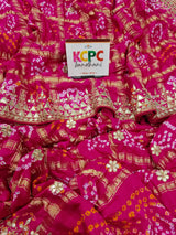 KcPc Latest New Pure Gaji silk Bandhani Hand Gotapatti Work sareeAMT